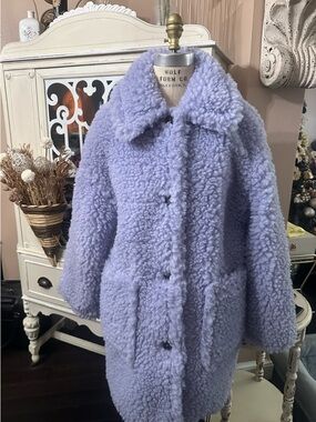 Topshop Lilac Teddy Faux Shearling Jacket
